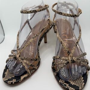 Sam Edelman strappy Snakeskin-Print Heels in beige